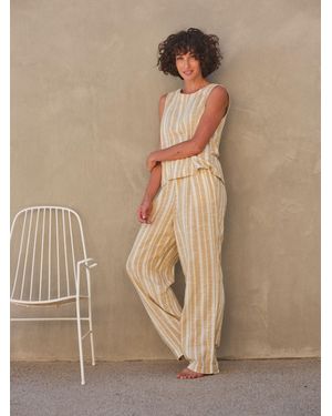 FatFace Pendeen Linen Blend Stripe Trousers - Brown