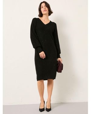 FatFace Fatface Regular Sparkle Knit Midi Dress - Black