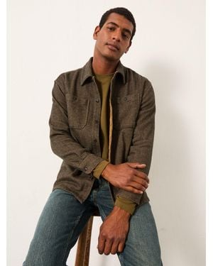 FatFace Fatface Long Sleeve Herringbone Shirt - Brown