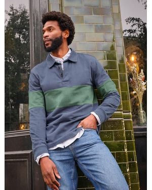 FatFace Fatface Long Sleeve Rugby Stripe Polo - Grey