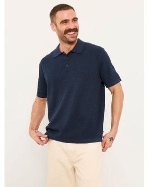 FatFace Fatface Portloe Knitted Polo Shirt - Blue
