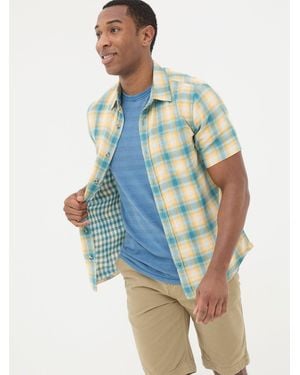 FatFace Fatface Short Sleeve Chatley Check Shirt - Blue