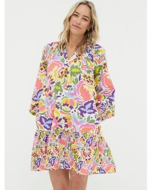 FatFace Fatface Art Floral Tunic?Dress - White