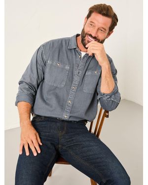 FatFace Fatface Long Sleeve Relaxed Fit Garment Dye Utility Shirt - Grey