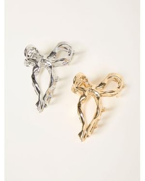 FatFace Fatface 2 Pack Metal Bow Claw Clips - Natural