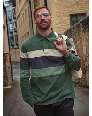 FatFace Long Sleeve Chest Stripe Rugby - Green