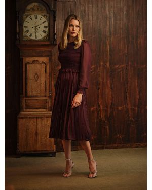 FatFace Fatface Eva Petite Pleated Midi Dress - Purple