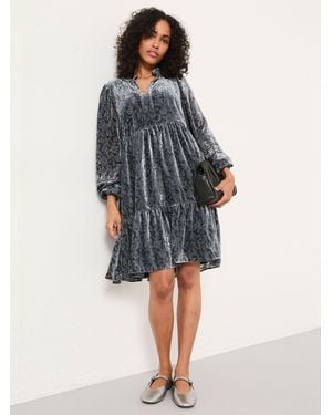 FatFace Fatface Riley Regular Devore Mini Dress - Blue