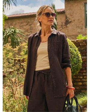 FatFace Fatface Olivia Regular Linen Shirt - Brown
