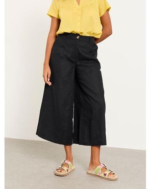 FatFace Anya Wide Leg Cropped Trousers - Black