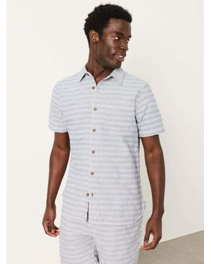 FatFace Short Sleeve Semi Plain Textured Shirt - White