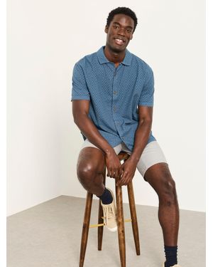 FatFace Fatface Short Sleeve Relaxed Fit Garment Dye Geo Textured Shirt - Blue