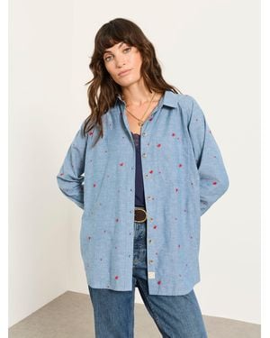 FatFace Bessie Embroidered Check Shirt - Blue