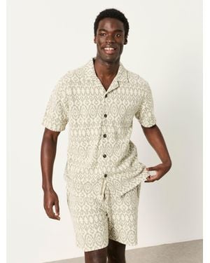 FatFace Fatface Relaxed Fit Jacquard Shirt - Natural