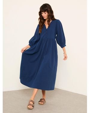 FatFace Fatface Ceil Petite Textured Midi Dress - Blue