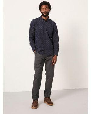FatFace Long Sleeve Dobby Shirt - Blue