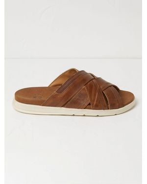 FatFace Fatface Hinton Leather Sliders - Brown
