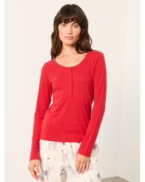 FatFace Hattie Henley Pointelle Top - Red