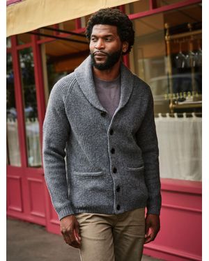 FatFace Calder Shawl Collar Knitted Cardigan - Grey