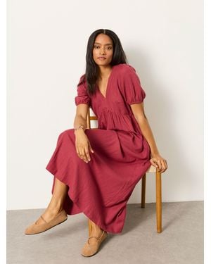 FatFace Fatface Remi Petite Linen Dress - Red