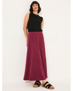 FatFace Kitty Jersey Midi Skirt - Red