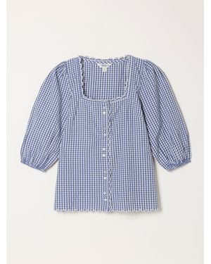 FatFace Fatface Sofia Petite Gingham Blouse - Blue
