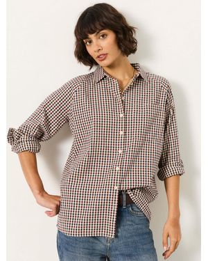 FatFace Bessie Petite Check Shirt - White