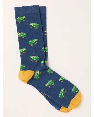 FatFace Fatface Frog Socks - Blue
