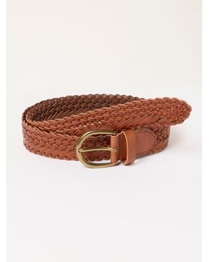 FatFace Fatface Tan Woven Leather Belt - Brown