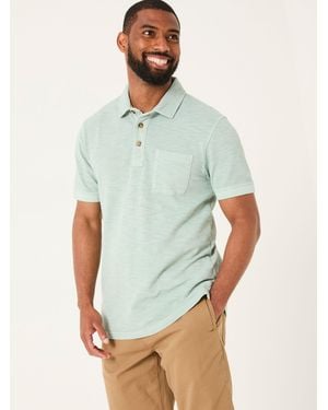FatFace Short Sleeve Slub Pique Polo - Green