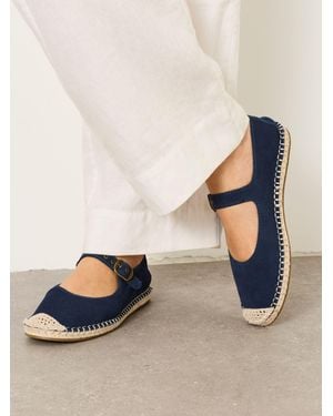 FatFace Fatface Espadrille Suede Mary Jane Shoes - Blue
