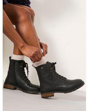 FatFace Fatface Margot Standard/Wide Fit Leather Ankle Boots - Black