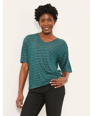 FatFace Maddie Short Sleeve Sparkle Round Neck Top - Green