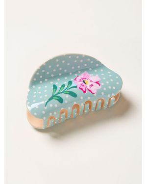 FatFace Fatface Polka Dot Flower Claw Clip - Blue