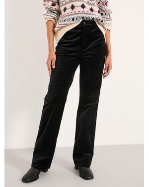 FatFace Elise Wide Leg Velvet Trouser - Black