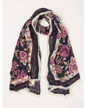 FatFace Vintage Floral Lightweight Scarf - Red