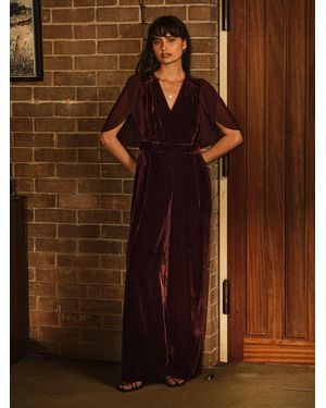 FatFace Opal Velvet Jumpsuit - Brown