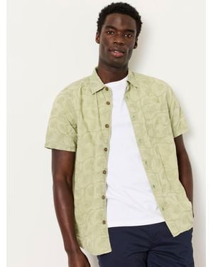 FatFace Fatface Short Sleeve Floral Embroidered Shirt - Natural