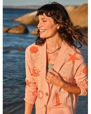 FatFace Seascape Knitted Cardigan - Orange