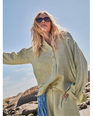 FatFace Fatface Julia Regular Linen Popover - Green