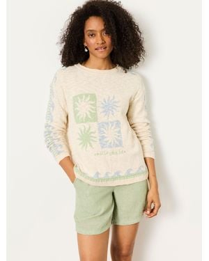 FatFace Sun Knitted Jumper - White