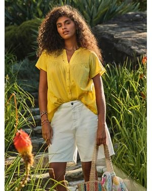FatFace Letty Regular Embroidered Blouse - Yellow