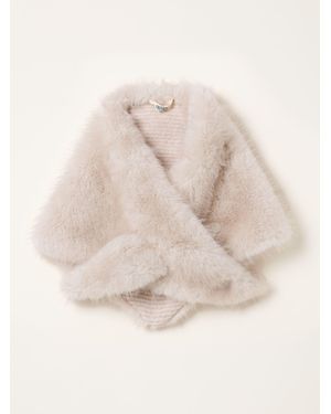 FatFace Fatface Ivory Faux Fur Triangle Scarf - Natural
