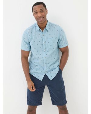 FatFace Fatface Short Sleeve Turtle Print Shirt - Blue
