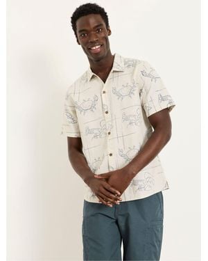 FatFace Fatface Short Sleeve Seafood Print Shirt - Natural