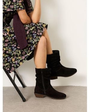 FatFace Fatface Remi Suede Slouch Boots - Black