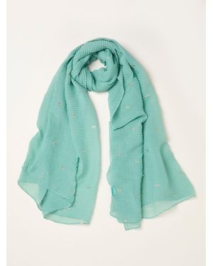 FatFace Fatface Foil Printed Crinkle Scarf - Green