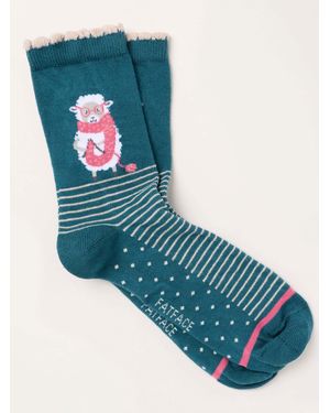FatFace Fatface Kitting Sheep Socks - Blue