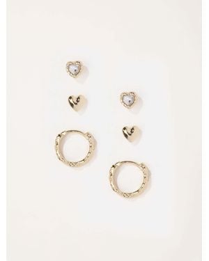FatFace 3 Pairs Of Earrings - Natural