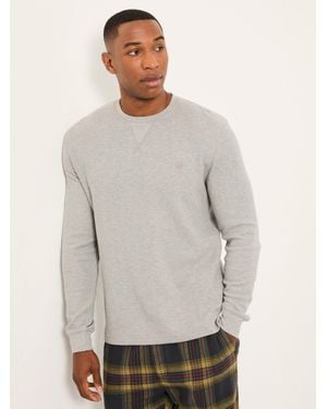 FatFace Waffle Crew Neck Pyjama Top - Grey